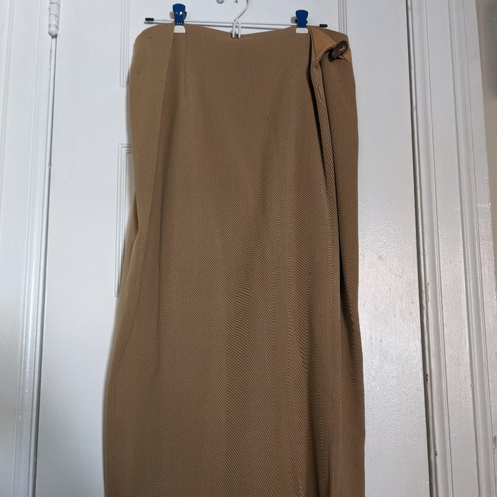 Vintage Worth Petite Tan Maxi Wrap Skirt